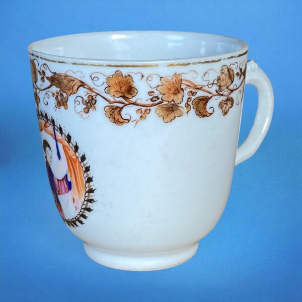 Chinese Export Porcelain Coffee Cup - Girl at Window