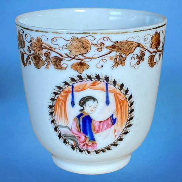 Chinese Export Porcelain Coffee Cup - Girl at Window - Image 3