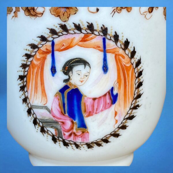 Chinese Export Porcelain Coffee Cup - Girl at Window - Image 2