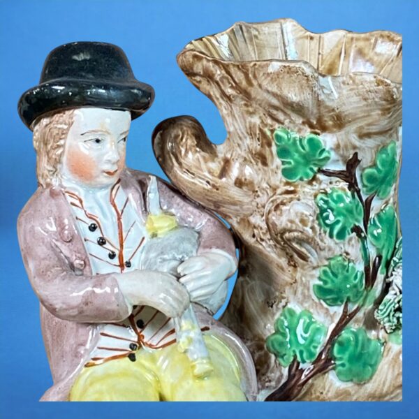 C19th Staffordshire Pottery Seated Piper Spill Holder. - Image 6