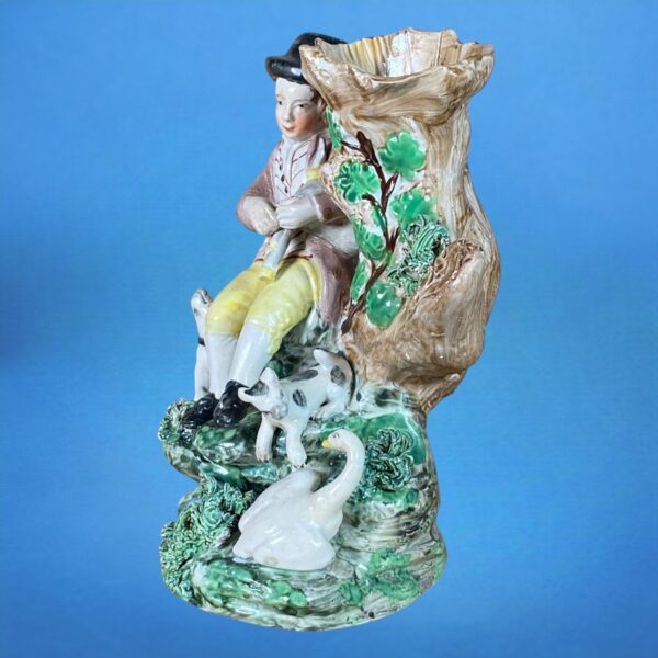 C19th Staffordshire Pottery Seated Piper Spill Holder. - Image 2