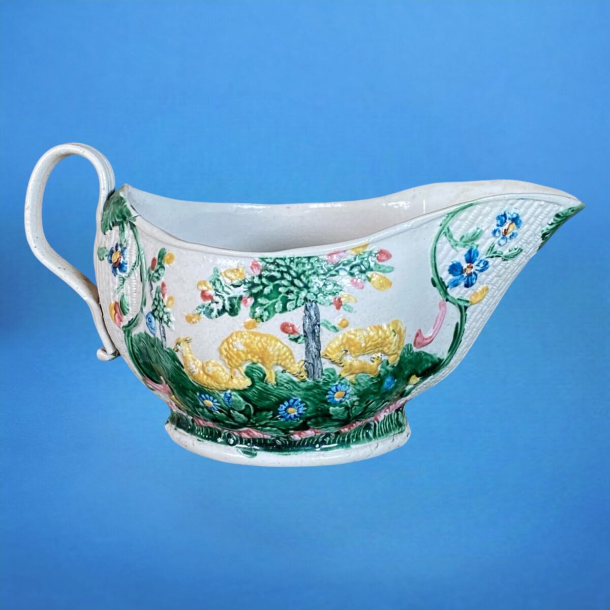 C18th English Saltglazed Stoneware Sauceboat.