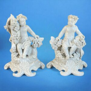 Pair of Plymouth Porcelain Figures of Putti