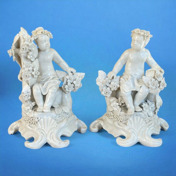 Pair of Plymouth Porcelain Figures of Putti
