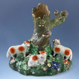 (Clearance) Early Staffordshire Spill Vase With Sheep.