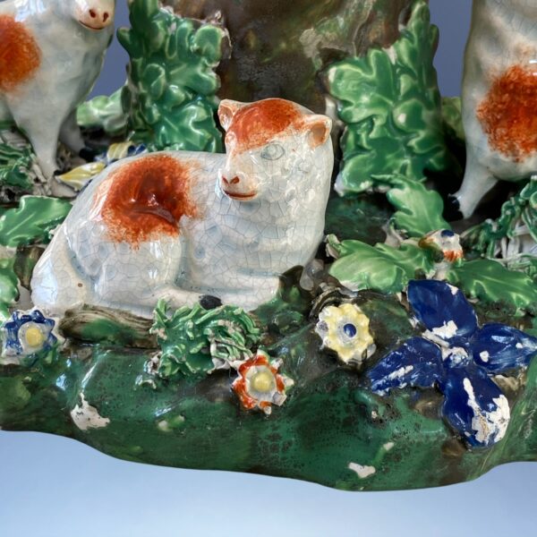 (Clearance) Early Staffordshire Spill Vase With Sheep. - Image 2