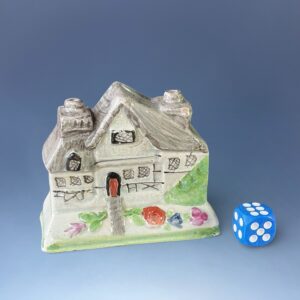 Unusual C19th Staffordshire Pottery Miniature Model of a Cottage