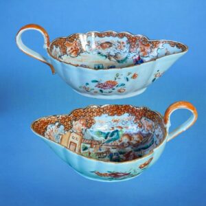 Pair of C18th Chinese Export Porcelain Sauceboats.