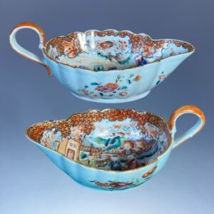 Pair of C18th Chinese Export Porcelain Sauceboats.