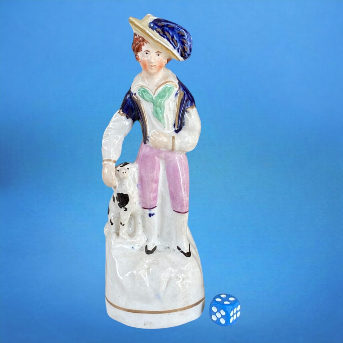 (Clearance) Staffordshire Figure of a Boy with Dog.