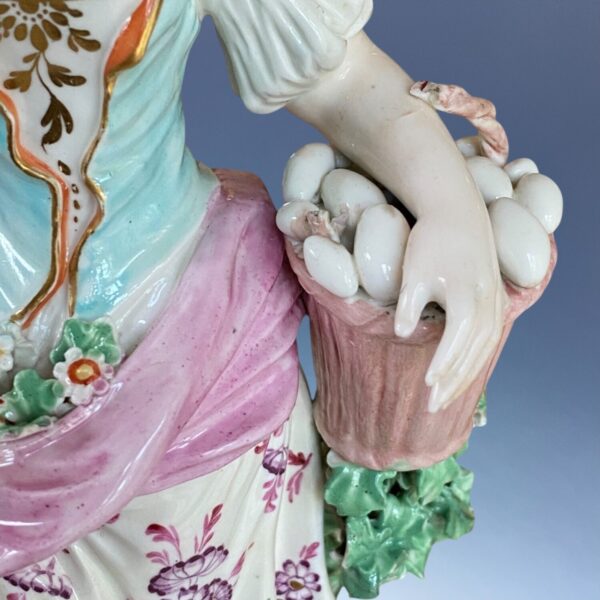 (Clearance) C18th Derby Figure of a Lady with Basket of Eggs - for restoration. - Image 12
