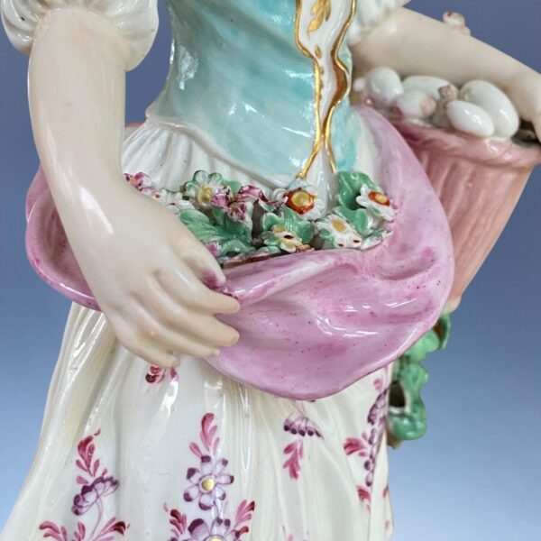 (Clearance) C18th Derby Figure of a Lady with Basket of Eggs - for restoration. - Image 10