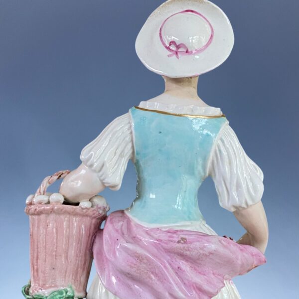 (Clearance) C18th Derby Figure of a Lady with Basket of Eggs - for restoration. - Image 6