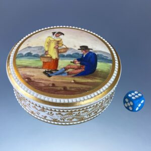 C19th English Porcelain Circular Box & Cover.