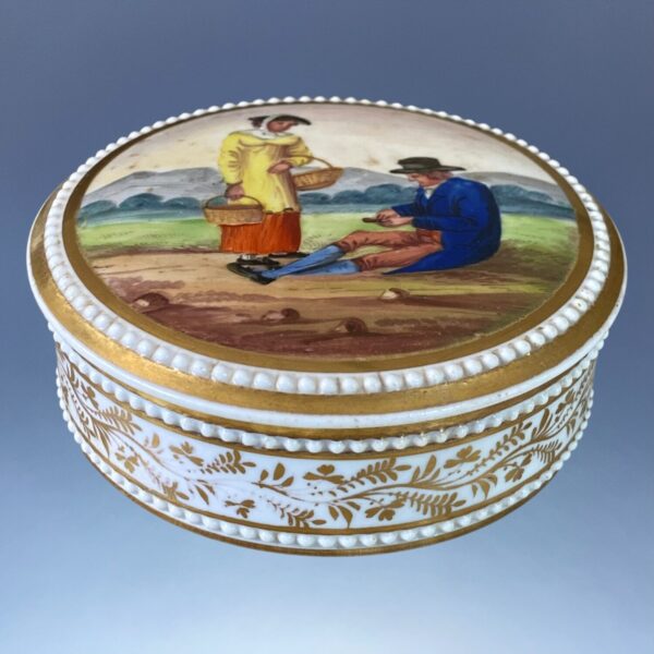 C19th English Porcelain Circular Box & Cover. - Image 3