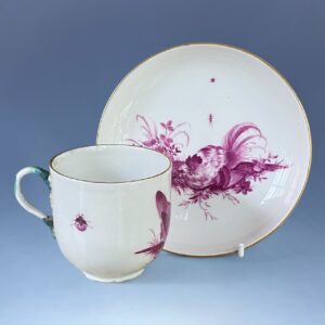 18th Century Meissen Coffee Cup & Saucer - Cockerel & Hen