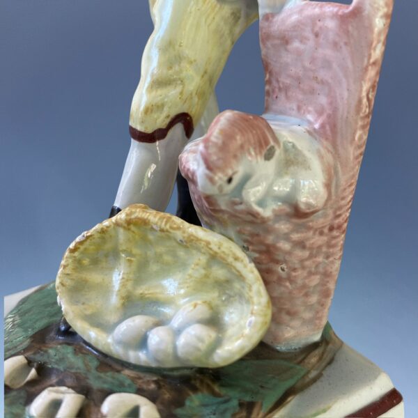 Staffordshire Pottery Figure - Boy With basket of Eggs - Image 4