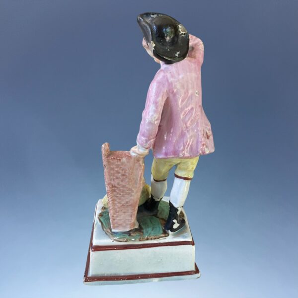 Staffordshire Pottery Figure - Boy With basket of Eggs - Image 7