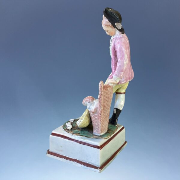 Staffordshire Pottery Figure - Boy With basket of Eggs - Image 8