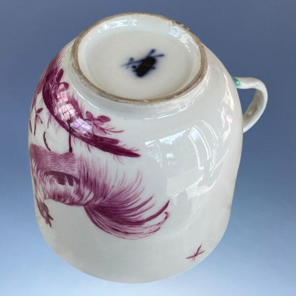 18th Century Meissen Coffee Cup & Saucer - Cockerel & Hen - Image 3