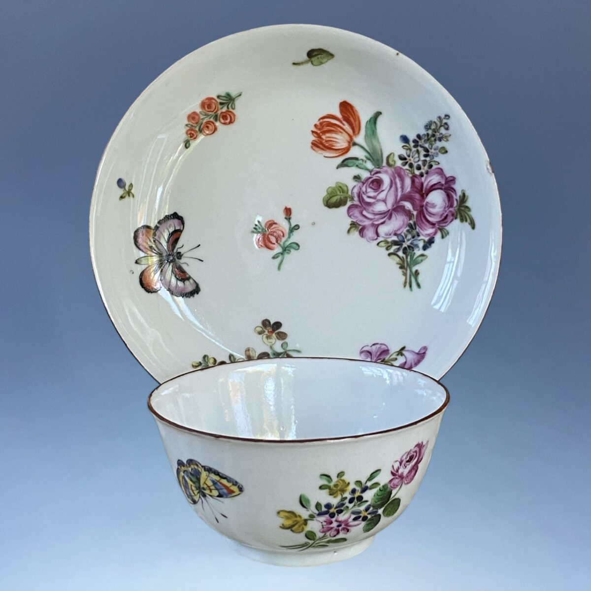 C18th Chinese Export – London Decorated Tea Bowl & Saucer