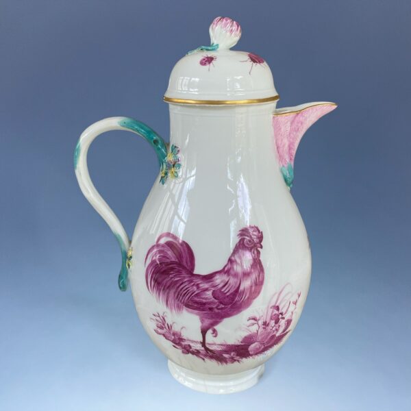 18th Century Meissen Coffee Pot - Cockerel & Hen