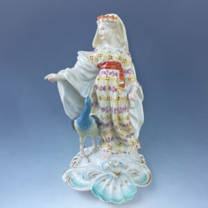 C18th Derby Porcelain Figure - Juno & the Peacock.