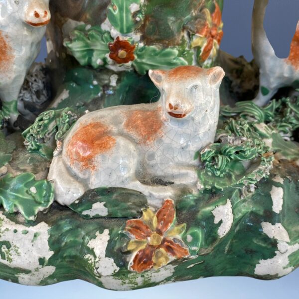 (Clearance) Early Staffordshire Spill Vase With Sheep - Image 2