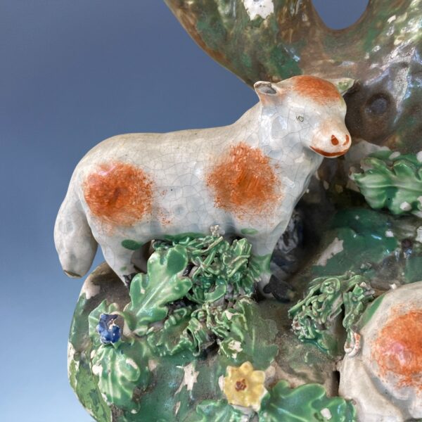 (Clearance) Early Staffordshire Spill Vase With Sheep - Image 3