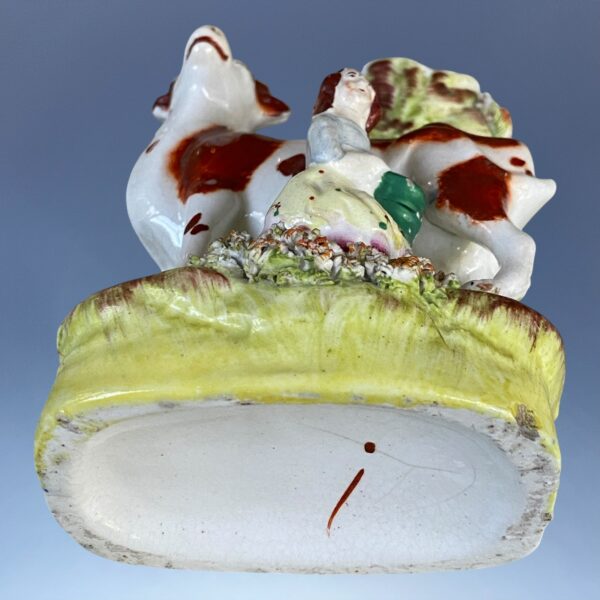 Victorian Staffordshire Spill Holder - Cow & Milkmaid. - Image 6