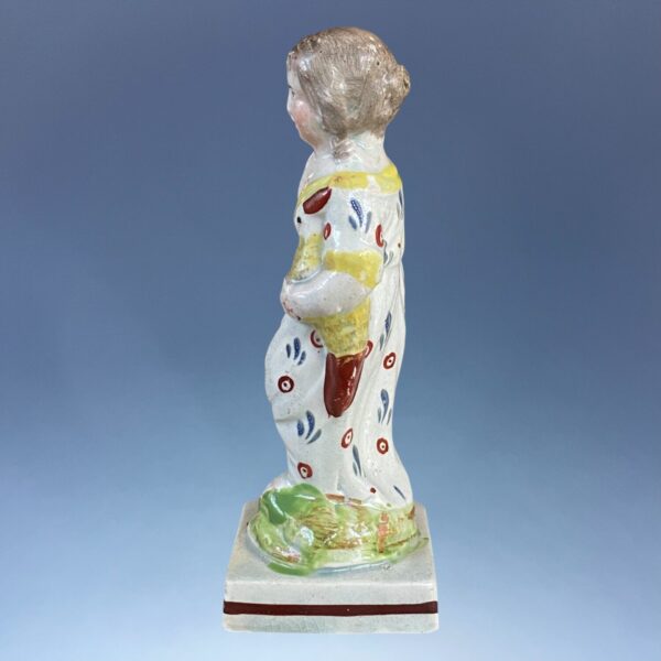 Staffordshire Pottery Small Figure - Girl Holding a Chicken. - Image 3