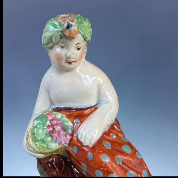 (Clearance) Staffordshire Pottery Small Figure - Girl With basket of Fruit - Image 2