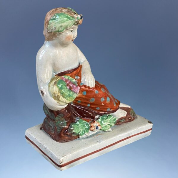 (Clearance) Staffordshire Pottery Small Figure - Girl With basket of Fruit - Image 4