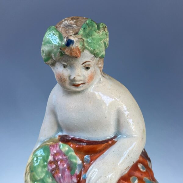 (Clearance) Staffordshire Pottery Small Figure - Girl With basket of Flowers. - Image 2