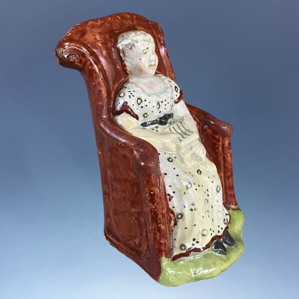 (Clearance) Small Staffordshire Figure - Girl Sitting in a Chair. - Image 3