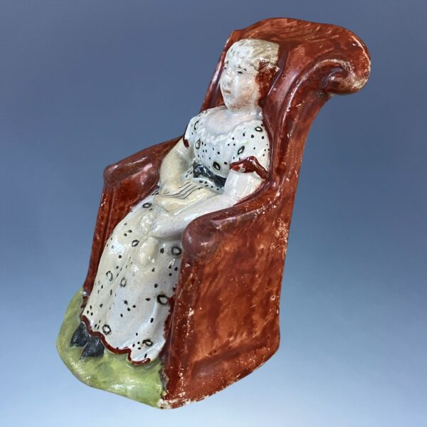 (Clearance) Small Staffordshire Figure - Girl Sitting in a Chair. - Image 4