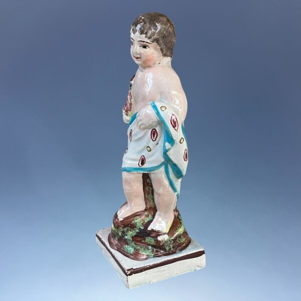Staffordshire Pottery Small Figure - Boy Holding a Cockerel. - Image 4