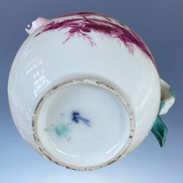 18th Century Meissen Hot Water Jug - Puce Birds & Insects. - Image 10