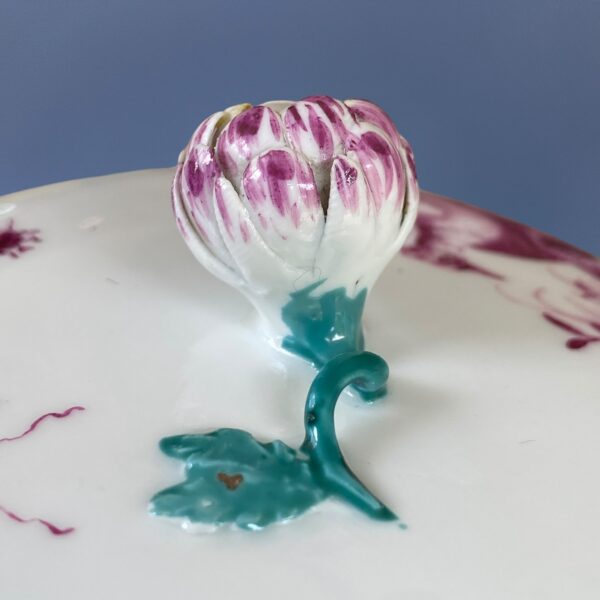 18th Century Meissen Sucrier & Cover - Puce Birds & Insects. - Image 4