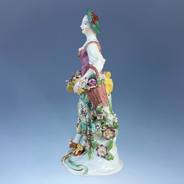 (Clearance) C18th Derby Porcelain Figure of a Flower Girl - Image 4