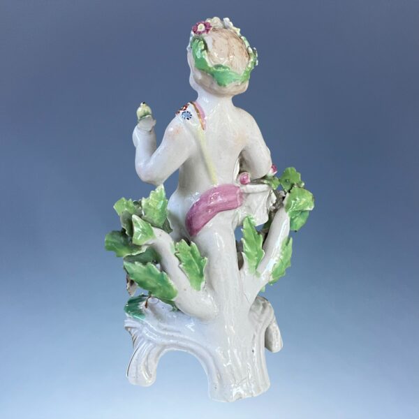 C18th BOW Porcelain - Small Figure of a Putto With Basket of Fruit. - Image 6