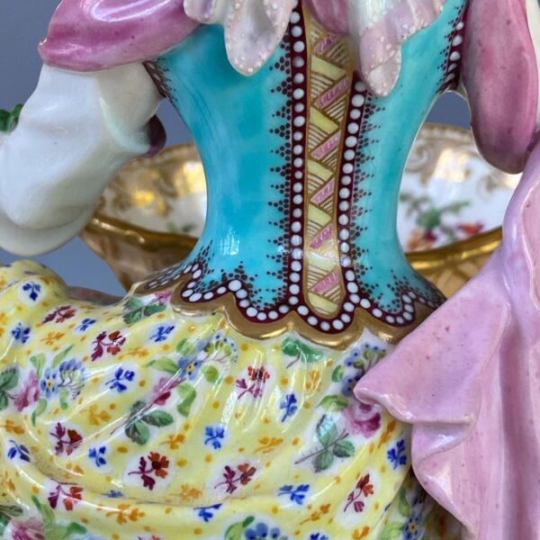 C19th MINTON - A Fine Pair of Figures with Sweetmeat Bowls. - Image 5
