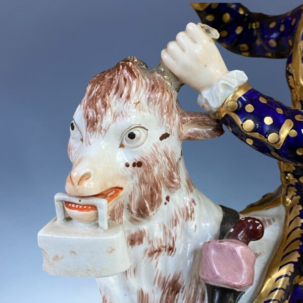 (Clearance) C19th DERBY Large Figure - Welch Tailor Riding a Goat - Image 4