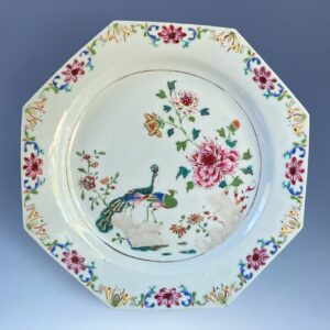 Chinese Export ‘Famille Rose’ Octagonal Plate - Peacock Pattern (a)