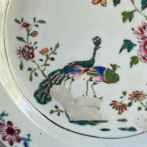 Chinese Export ‘Famille Rose’ Octagonal Plate - Peacock Pattern (a) - Image 13