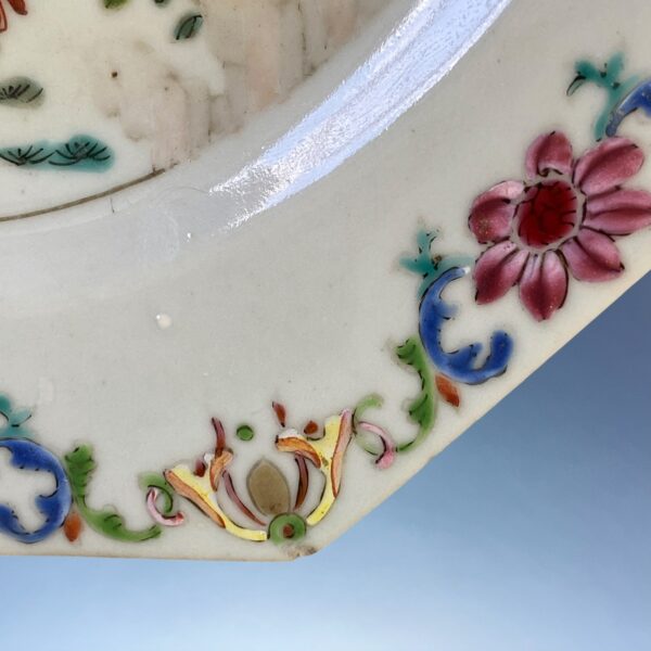 Chinese Export ‘Famille Rose’ Octagonal Plate - Peacock Pattern (a) - Image 6