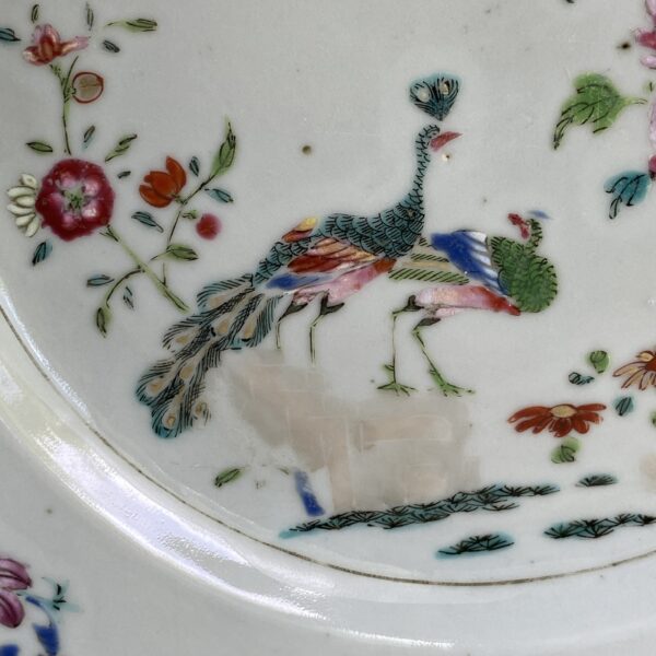 Chinese Export ‘Famille Rose’ Octagonal Plate - Peacock Pattern (b) - Image 12