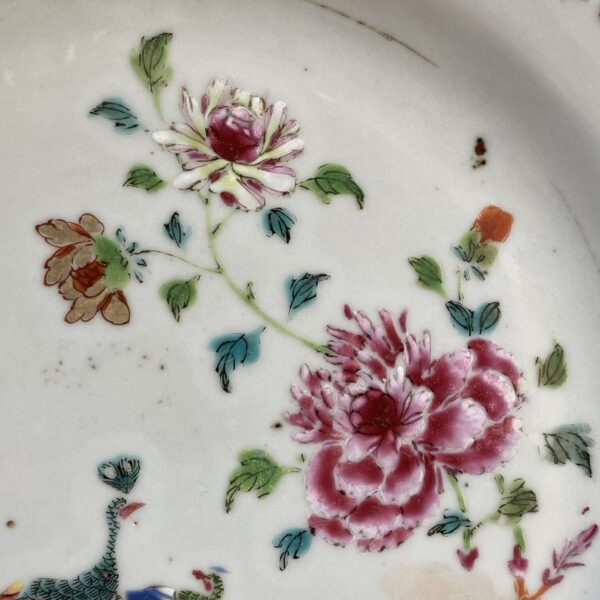 Chinese Export ‘Famille Rose’ Octagonal Plate - Peacock Pattern (b) - Image 11