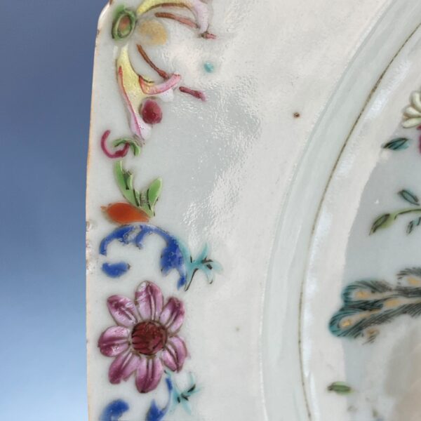 Chinese Export ‘Famille Rose’ Octagonal Plate - Peacock Pattern (b) - Image 4