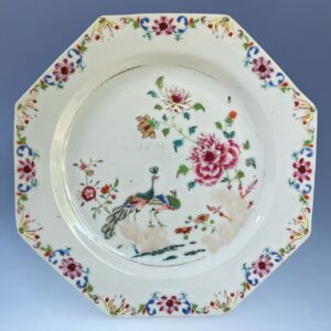 Chinese Export ‘Famille Rose’ Octagonal Plate - Peacock Pattern (b)